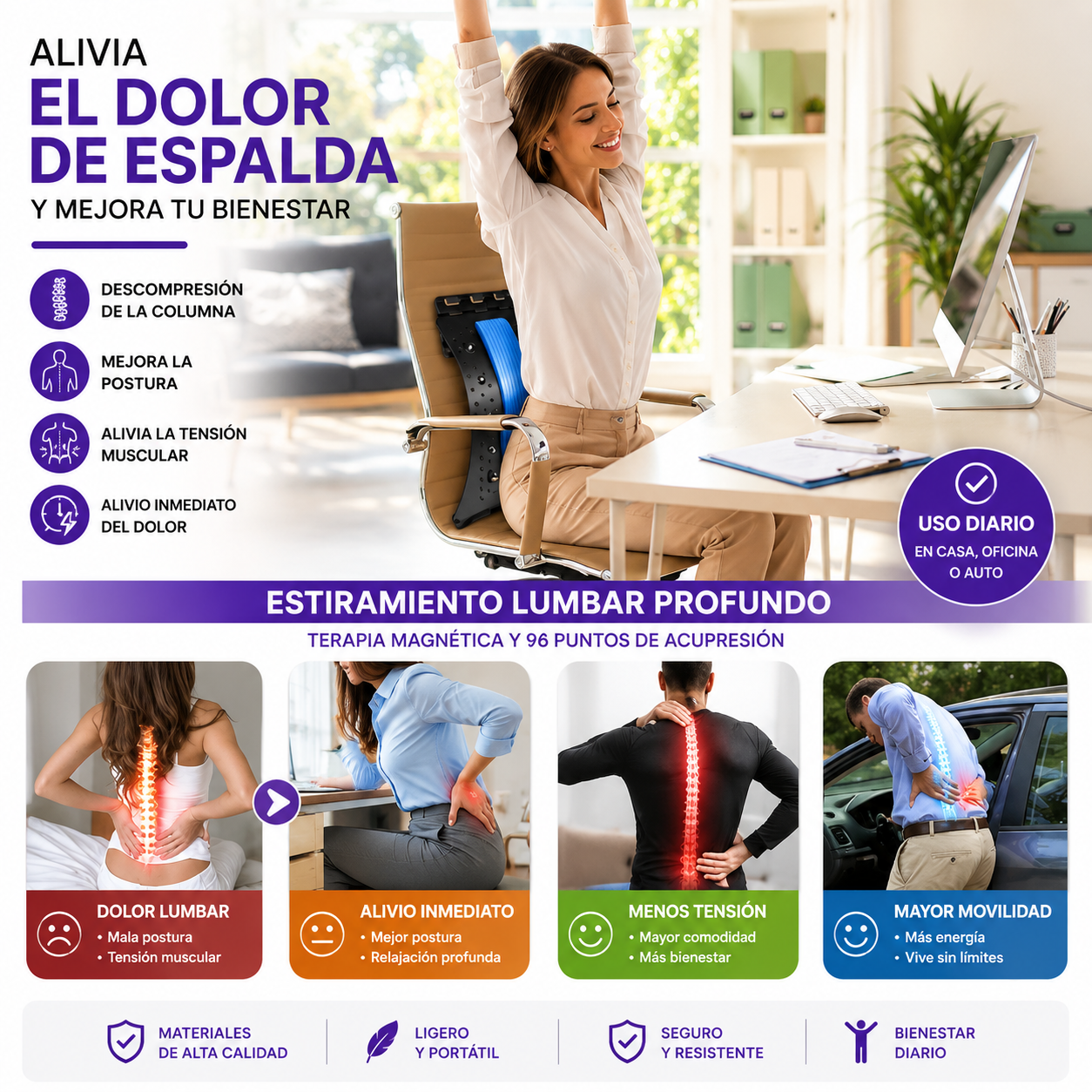 Estirador de espalda Soporte lumbar