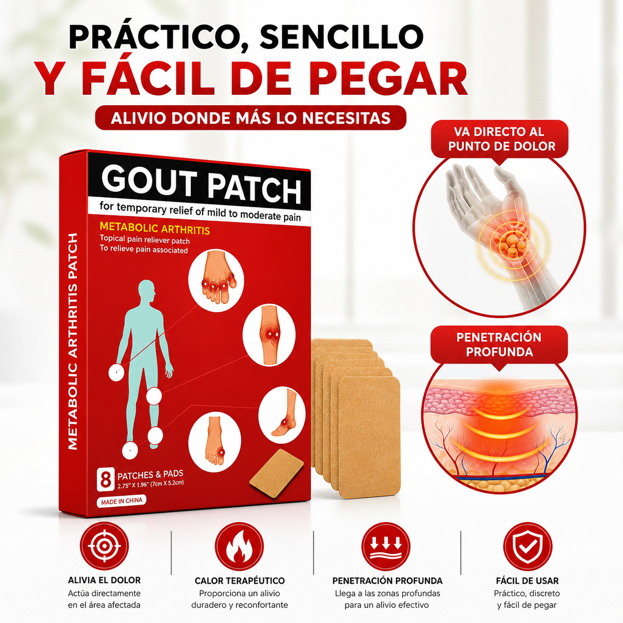 Parches Piel Dolor Artritis - Cuidado Continuo para Articulaciones