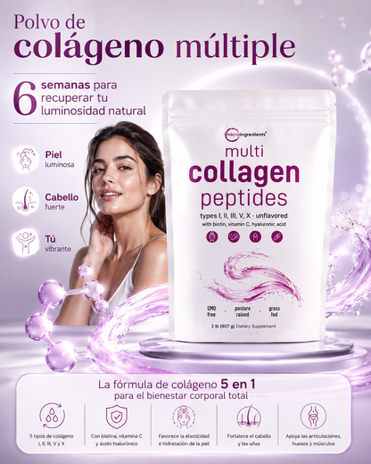 Polvo de colágeno múltiple 6 semanas para recuperar tu luminosidad natural