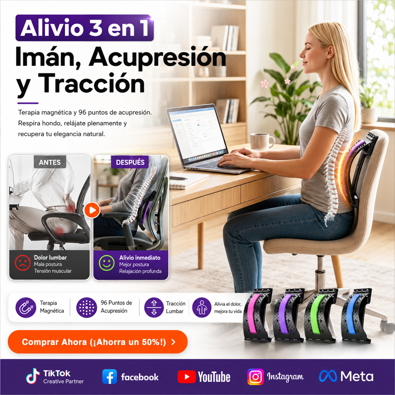 Estirador de espalda Soporte lumbar