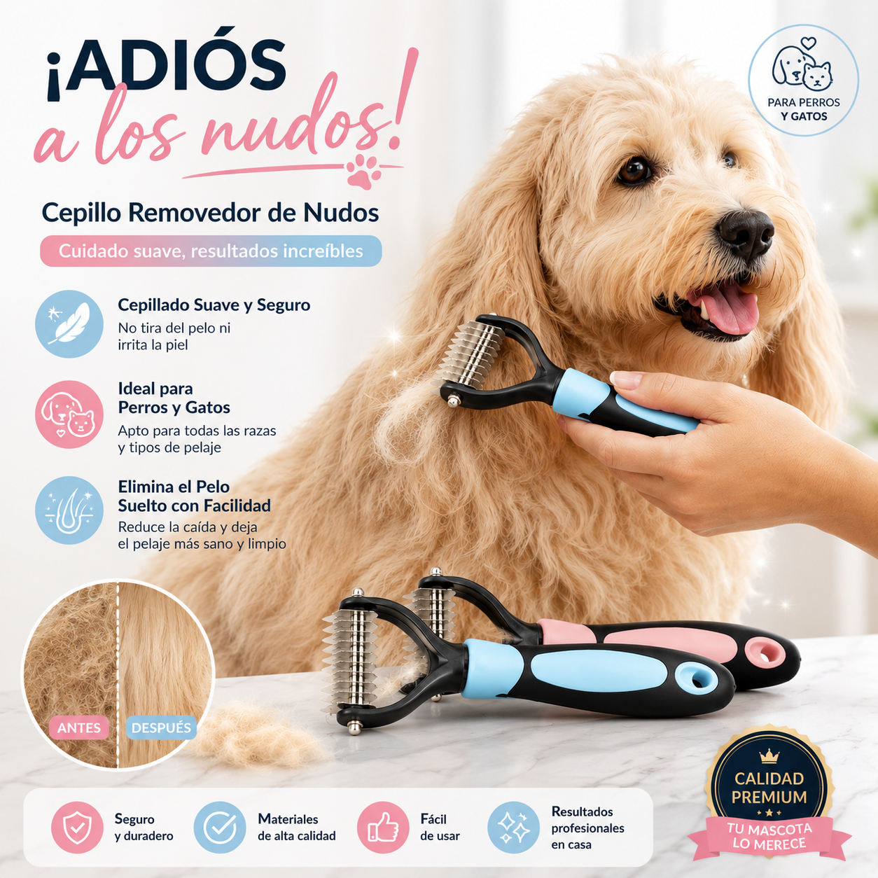 Cepillo Peine Removedor Pelo Mascotas
