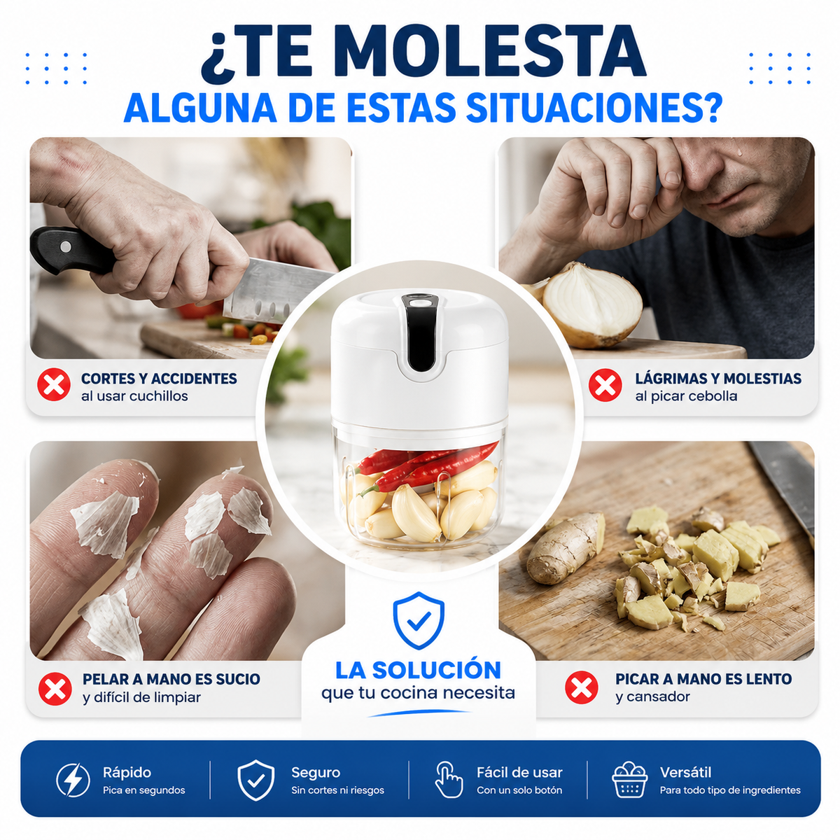 Mini Picadora Eléctrica de Alimentos Eficiente e Inalámbrica