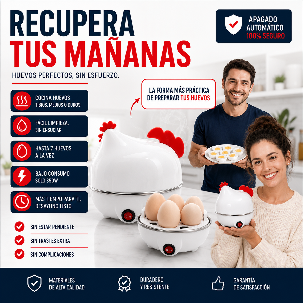 Hervidor Eléctrico de Huevos Gallina Premium