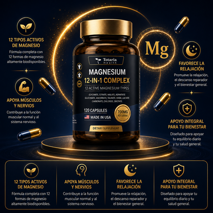 MAGNESIUM 12 EN 1 COMPLEX: 2 Formas de Magnesio. Una Cápsula. Resultados Completos.