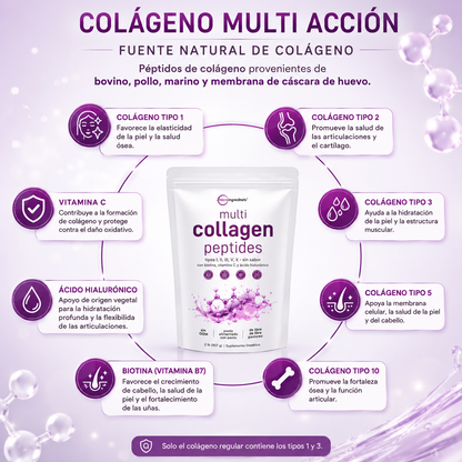 Polvo de colágeno múltiple 6 semanas para recuperar tu luminosidad natural