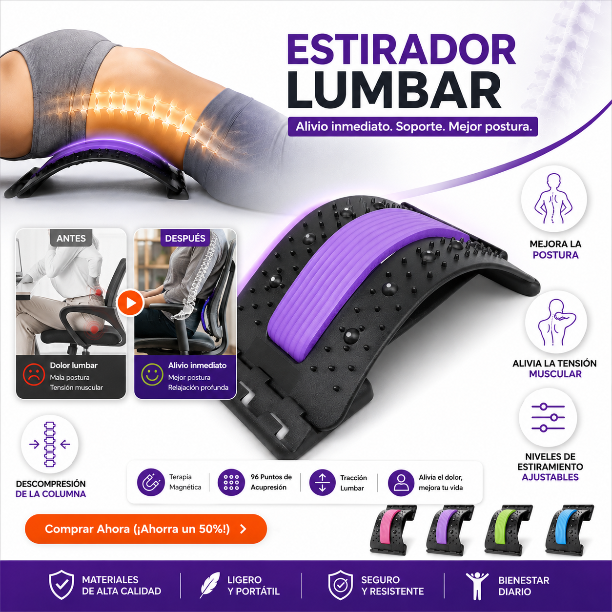 Estirador de espalda Soporte lumbar