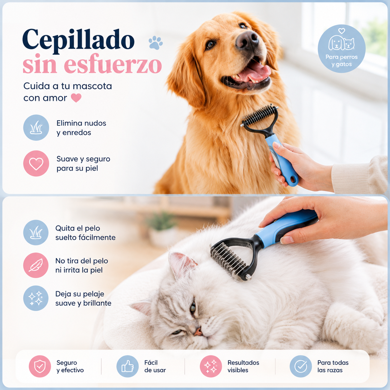 Cepillo Peine Removedor Pelo Mascotas