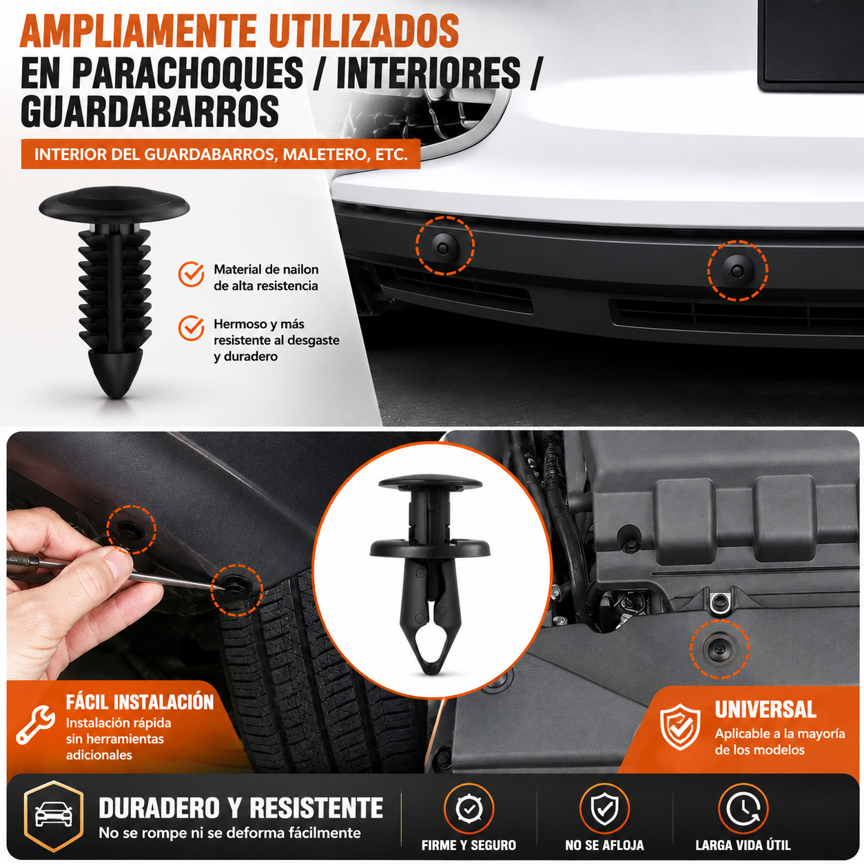 Juego de 620 clips universales para tornillos de expansión: varios tamaños, agarre fuerte y fácil instalación 🛠️🚗