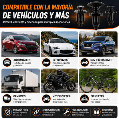 Juego de 620 clips universales para tornillos de expansión: varios tamaños, agarre fuerte y fácil instalación 🛠️🚗