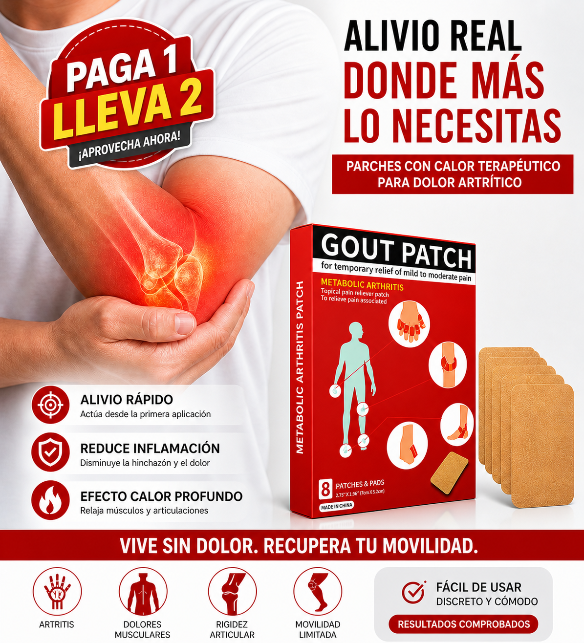Parches Piel Dolor Artritis - Cuidado Continuo para Articulaciones